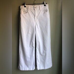 PAIGE Women White Wide Leg Cropped High Rise Denim Jeans Size: 28